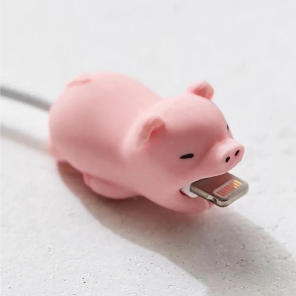 NWOT iPhone & Android Lightning Cable Protectors Animal Biters- piggy